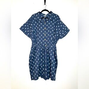 NWT A New Approach Woman’s Romper 4X Navy Floral Shorts Belted Casual Resort